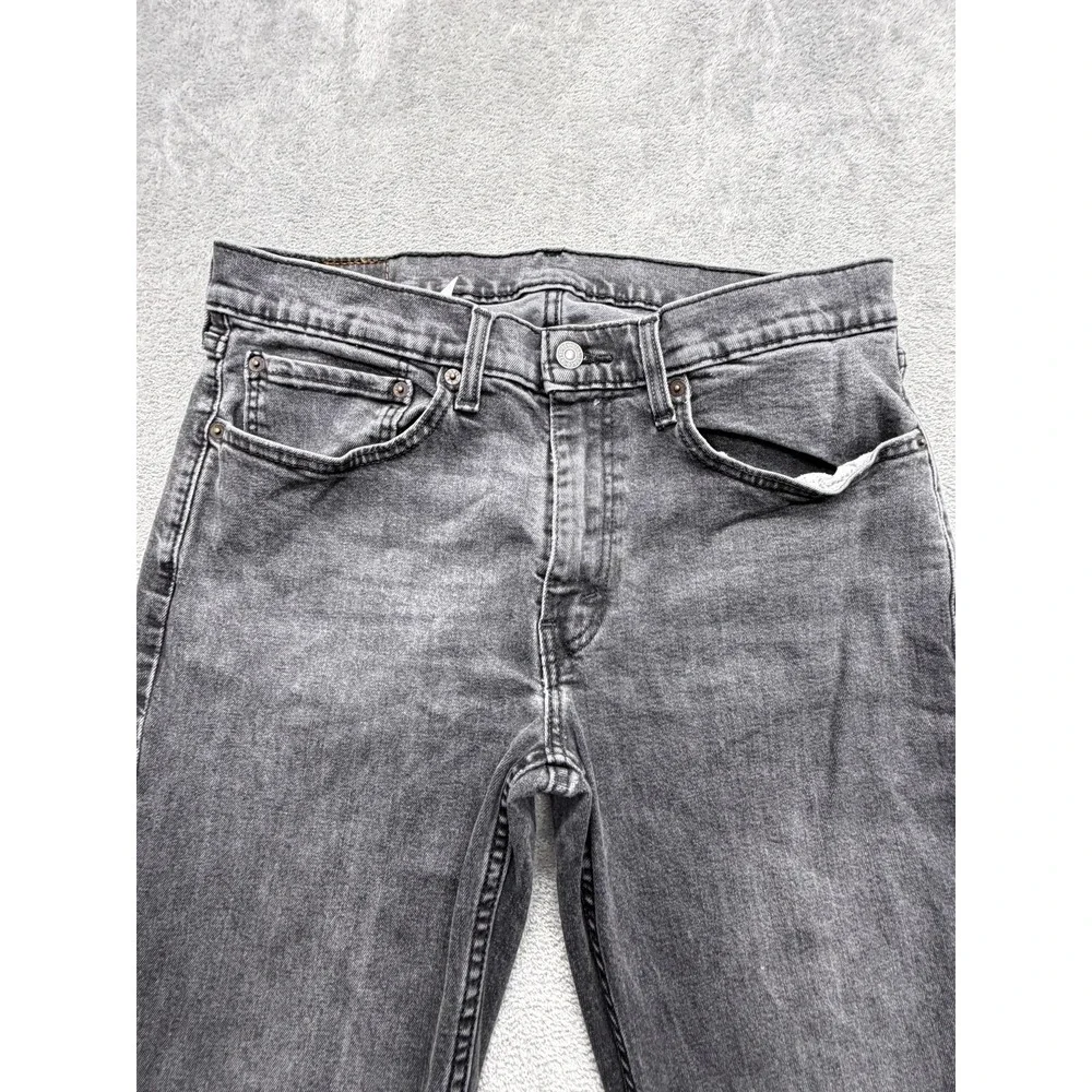 Levis 514 Jeans Mens Measured 34x31 Gray Straight‎ Charcoal Wash Denim Zip Fly